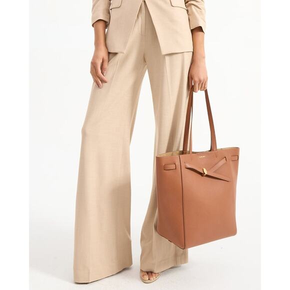 VERONICA BEARD Marbeau Wide-Leg Pants in Stone Khaki Size 14 - Picture 1 of 9